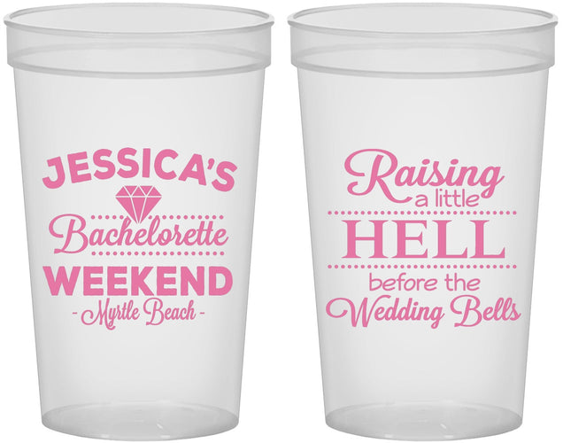 Custom Bachelorette 22 oz Translucent Cups - Raising A Little Hell | 60107