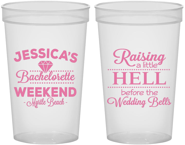 Custom Bachelorette 22 oz Translucent Cups - Raising A Little Hell | 60107