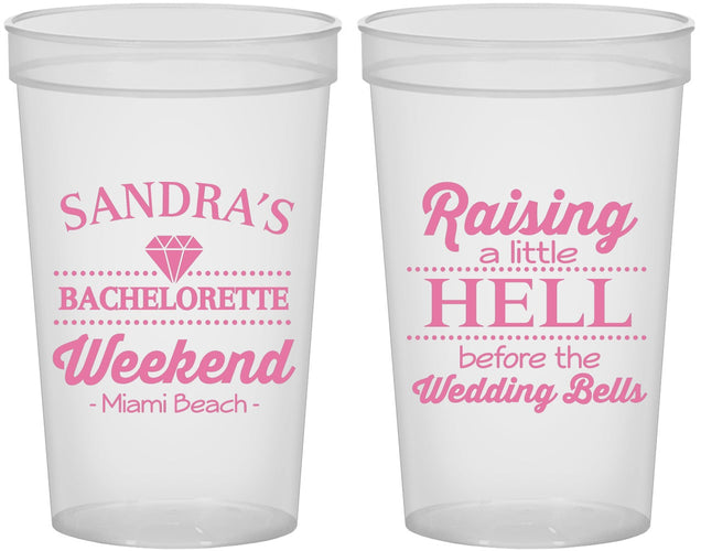 Custom Bachelorette 22 oz Translucent Cups - Raising A Little Hell | 60108