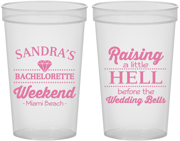 Custom Bachelorette 22 oz Translucent Cups - Raising A Little Hell | 60108