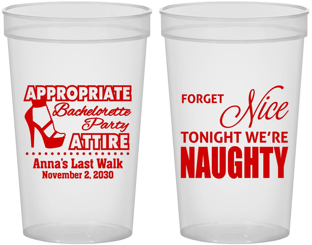 Custom Bachelorette 22 oz Translucent Cups - Nice Tonight Naughty | 60112