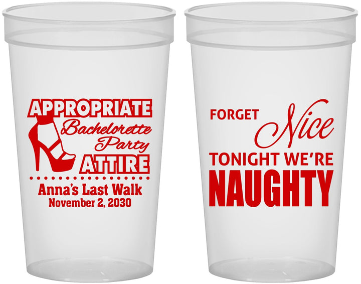 Custom Bachelorette 22 oz Translucent Cups - Nice Tonight Naughty | 60112