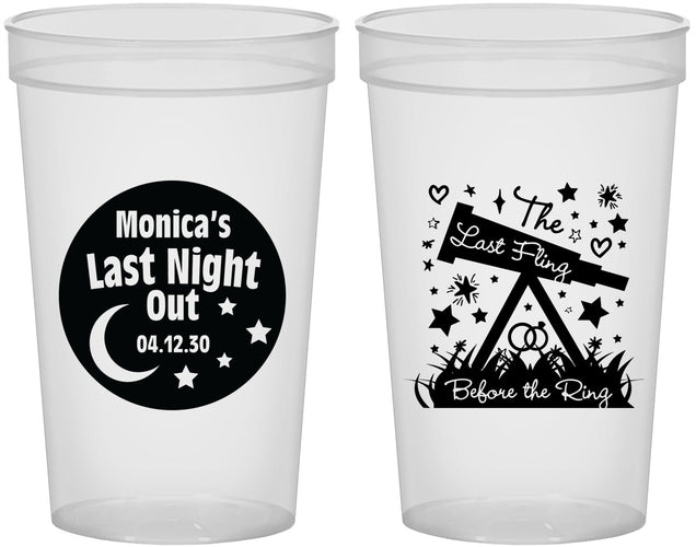 Custom Bachelorette 22 oz Translucent Cups - Last Fling Before Rings | 60113
