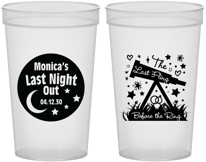 Custom Bachelorette 22 oz Translucent Cups - Last Fling Before Rings | 60113