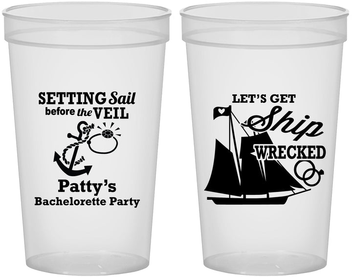 Custom Bachelorette 22 oz Translucent Cups - Setting Sail Before Veil | 60116
