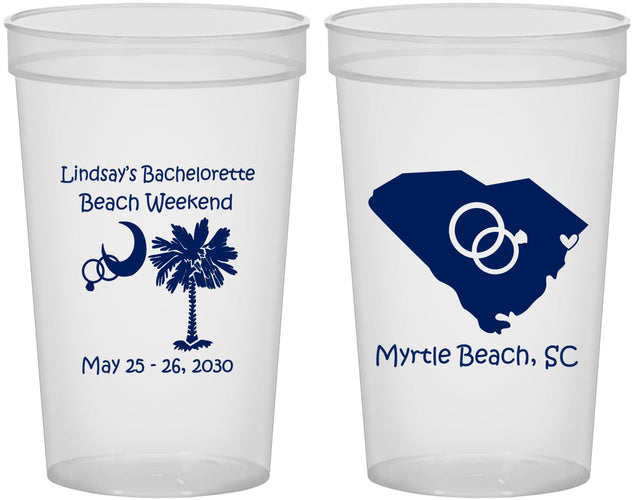 Custom Bachelorette 22 oz Translucent Cups - South Carolina | 60117