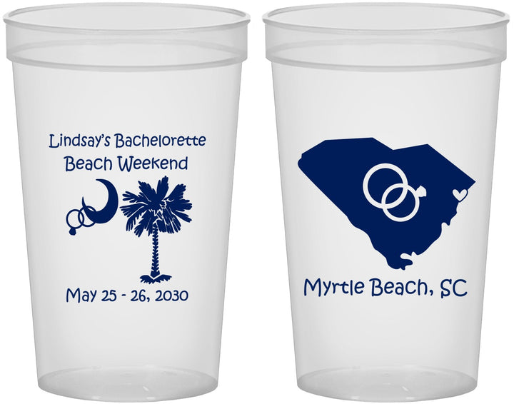 Custom Bachelorette 22 oz Translucent Cups - South Carolina | 60117