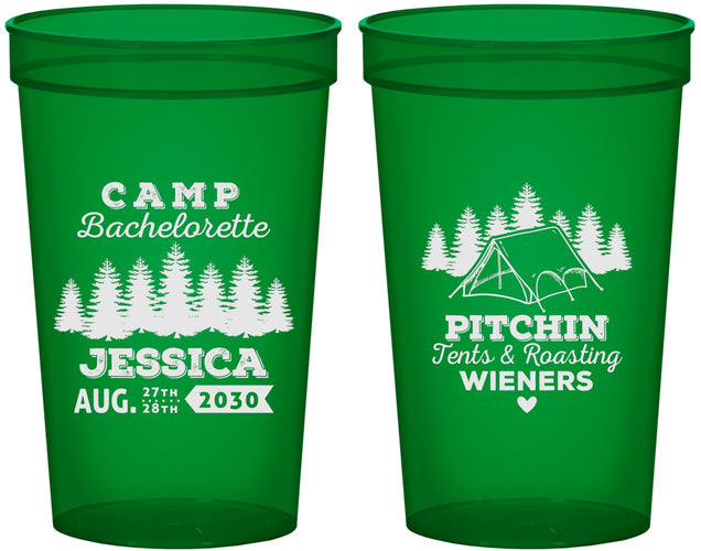 Custom Bachelorette 22 oz Translucent Cups - Camping | 60124