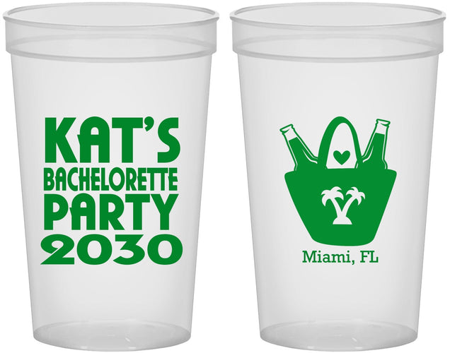 Custom Bachelorette 22 oz Translucent Cups - Beach | 60126