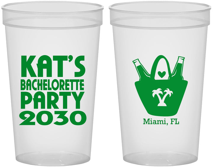 Custom Bachelorette 22 oz Translucent Cups - Beach | 60126