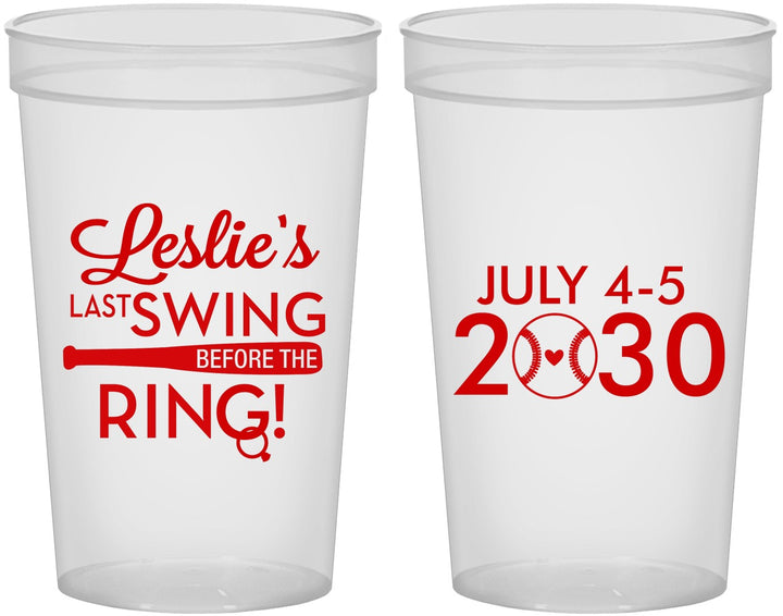 Custom Bachelorette 22 oz Translucent Cups - Last Swing Before Ring | 60128
