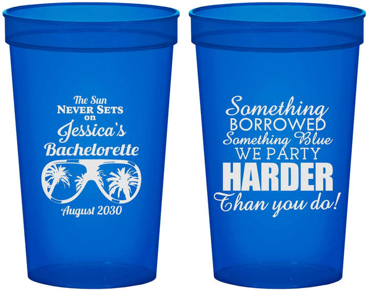 Custom Bachelorette 22 oz Translucent Cups - Something Borrowed | 60132