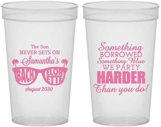 Custom Bachelorette 22 oz Translucent Cups - Something Borrowed | 60133