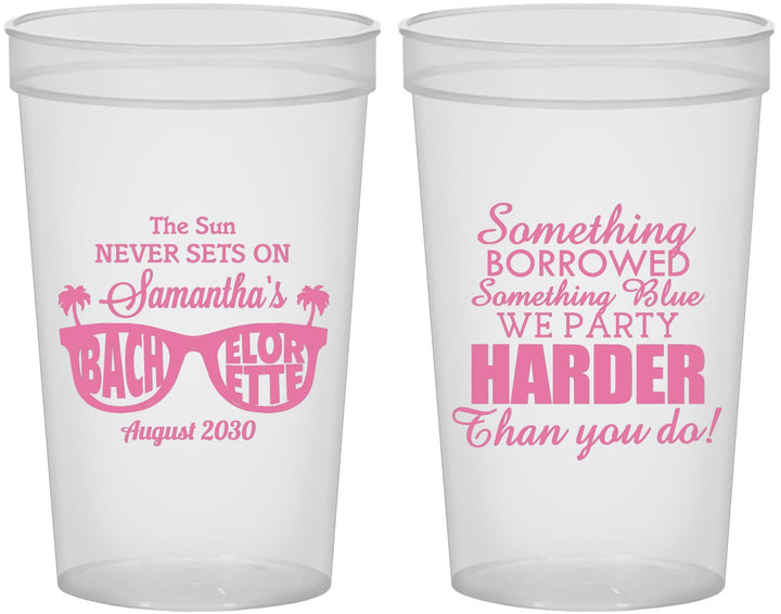 Custom Bachelorette 22 oz Translucent Cups - Something Borrowed | 60133