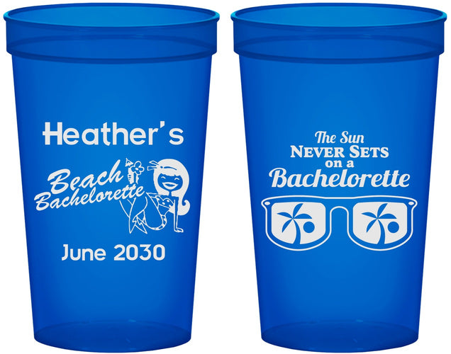 Custom Bachelorette 22 oz Translucent Cups - Beach | 60135