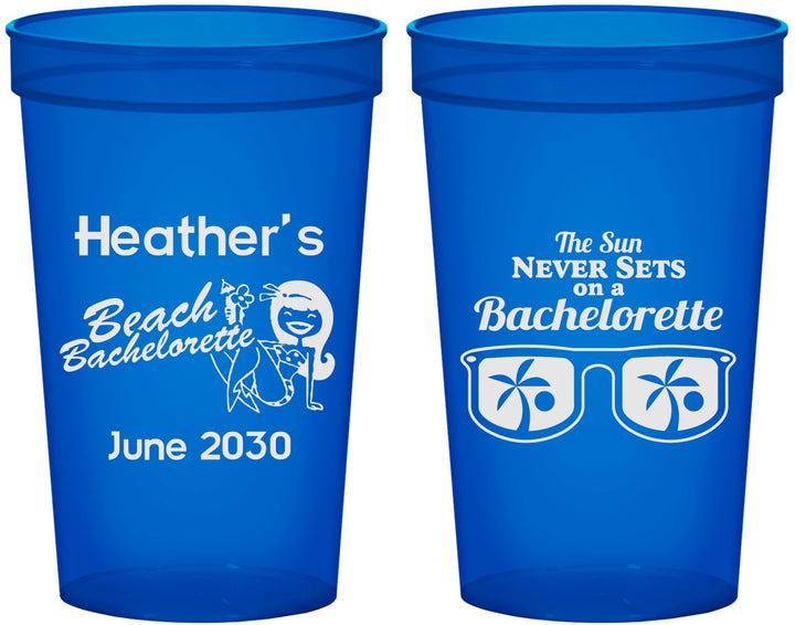 Custom Bachelorette 22 oz Translucent Cups - Beach | 60135
