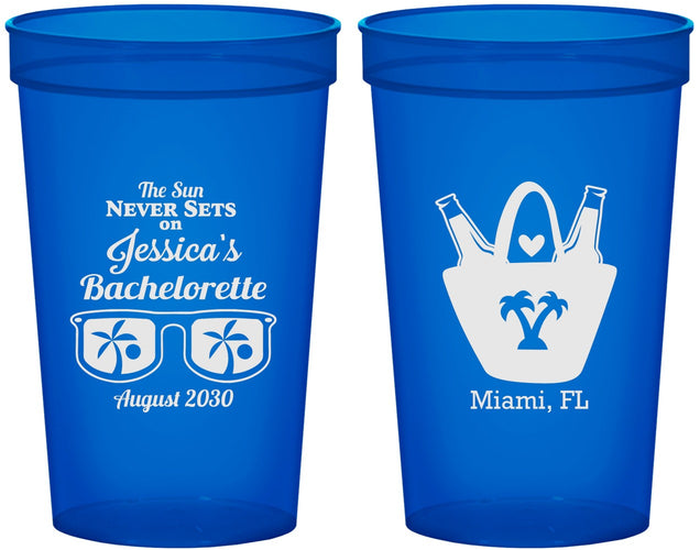 Custom Bachelorette 22 oz Translucent Cups - Beach Sun Never Sets | 60136
