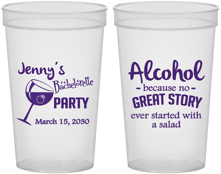 Custom Bachelorette 22 oz Translucent Cups - Alcohol | 60138