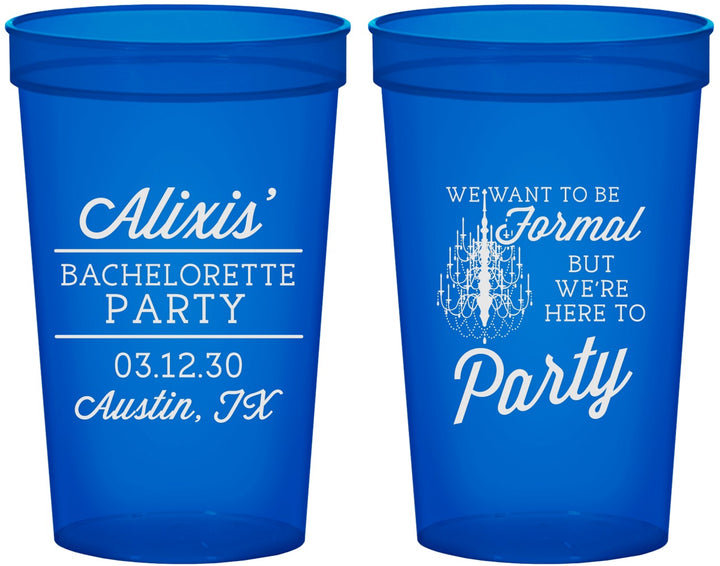 Custom Bachelorette 22 oz Translucent Cups - Formal Party | 60145
