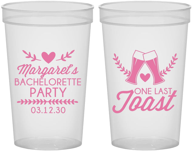Custom Bachelorette 22 oz Translucent Cups - One Last Toast | 60147