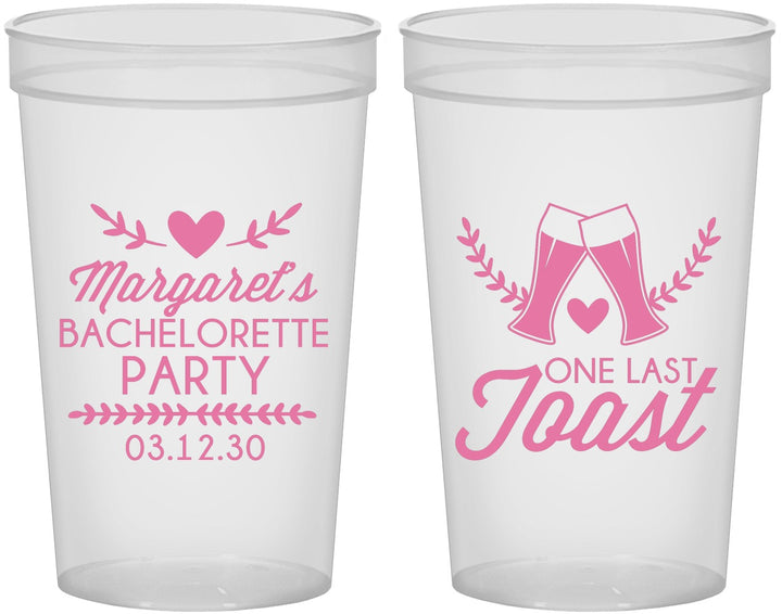 Custom Bachelorette 22 oz Translucent Cups - One Last Toast | 60147