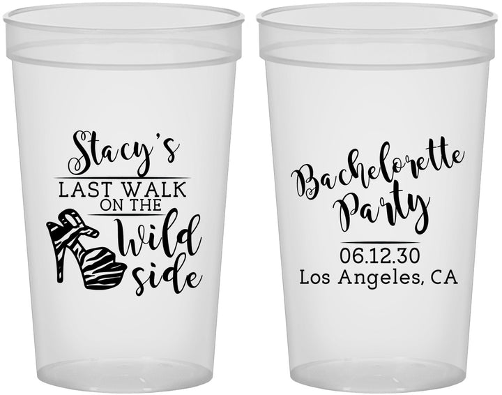 Custom Bachelorette 22 oz Translucent Cups - Last Walk Wild Side | 60148