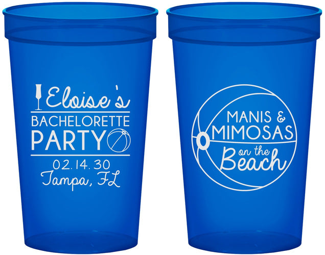 Custom Bachelorette 22 oz Translucent Cups - Manis Mimosas | 60149