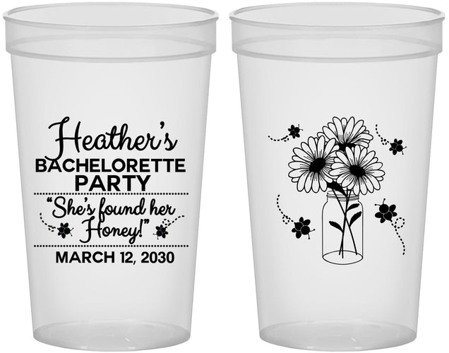Custom Bachelorette 22 oz Translucent Cups - She Found Her Honey | 60150