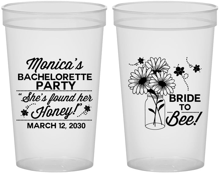Custom Bachelorette 22 oz Translucent Cups - Bride To Bee | 60152