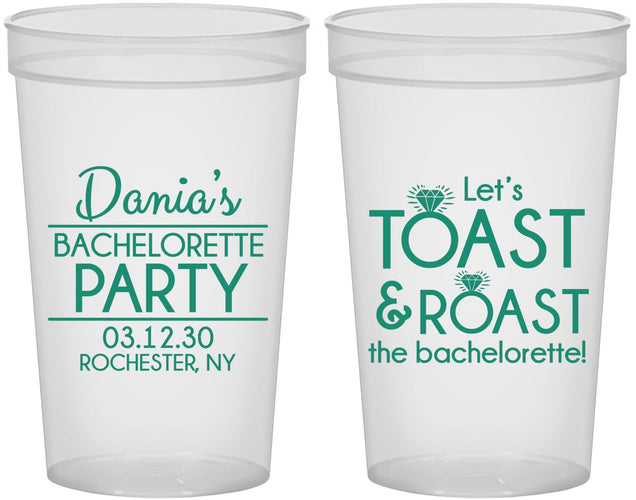 Custom Bachelorette 22 oz Translucent Cups - Toast And Roast | 60153