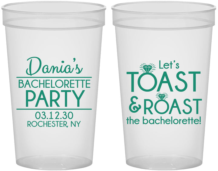 Custom Bachelorette 22 oz Translucent Cups - Toast And Roast | 60153
