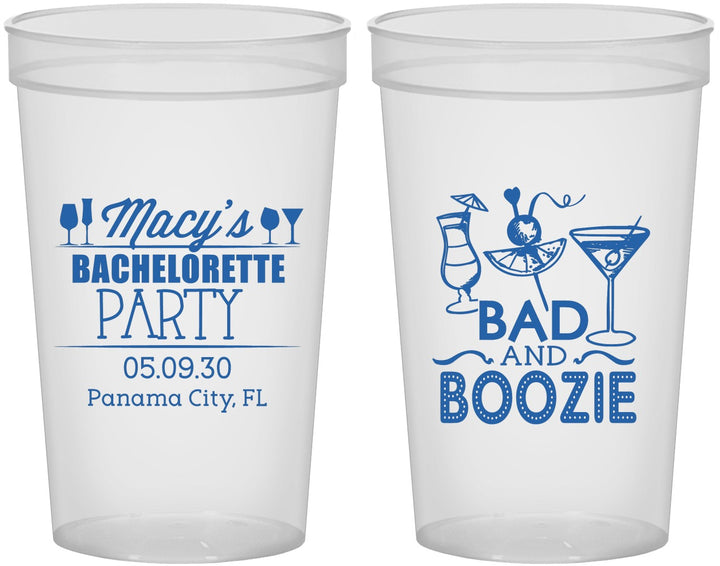 Custom Bachelorette 22 oz Translucent Cups - Bad And Boozie | 60155