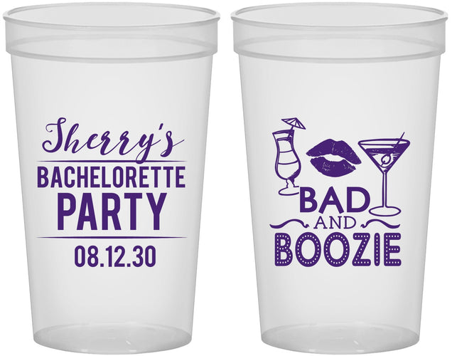Custom Bachelorette 22 oz Translucent Cups - Bad And Boozie | 60156