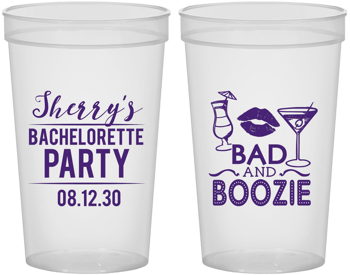 Custom Bachelorette 22 oz Translucent Cups - Bad And Boozie | 60156