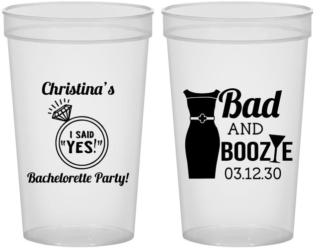 Custom Bachelorette 22 oz Translucent Cups - Bad And Boozie | 60157