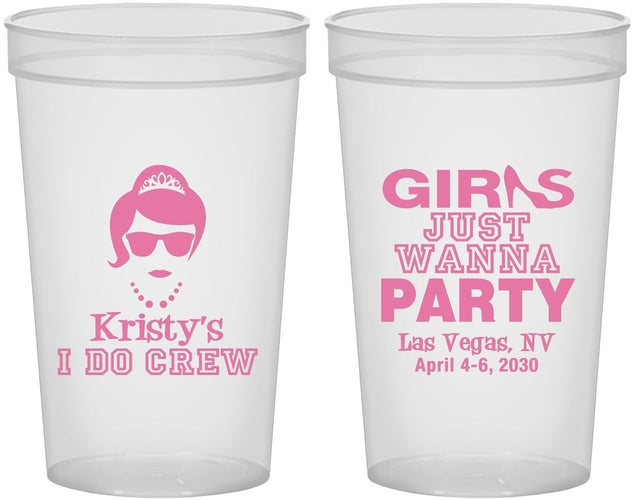 Custom Bachelorette 22 oz Translucent Cups - Girls Just Wanna Party | 60158
