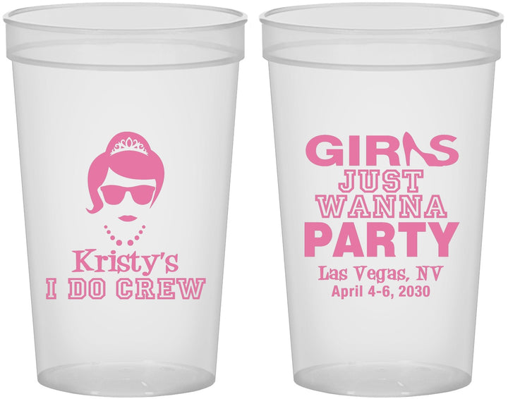Custom Bachelorette 22 oz Translucent Cups - Girls Just Wanna Party | 60158