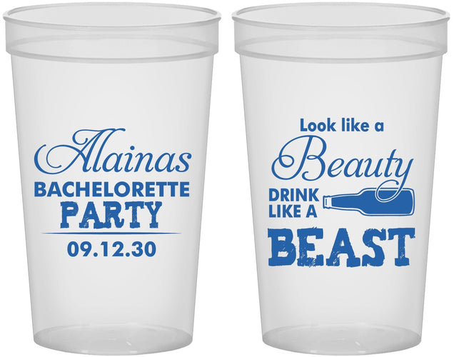 Custom Bachelorette 22 oz Translucent Cups - Beauty Beast | 60161