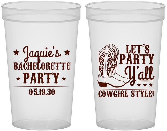 Custom Bachelorette 22 oz Translucent Cups - Cowgirl Boots | 60163