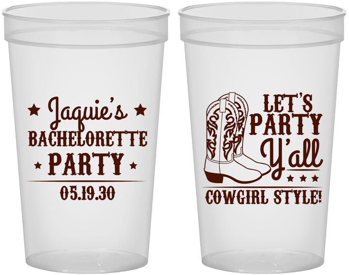 Custom Bachelorette 22 oz Translucent Cups - Cowgirl Boots | 60163