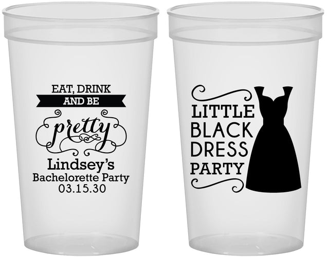 Custom Bachelorette 22 oz Translucent Cups - Little Black Dress | 60164