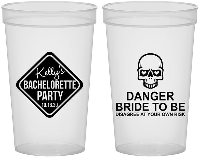 Custom Bachelorette 22 oz Translucent Cups - Danger Bride To Be | 60165