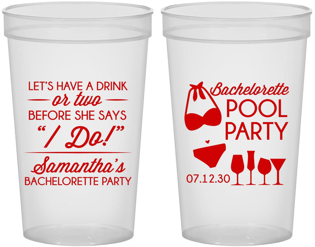 Custom Bachelorette 22 oz Translucent Cups - Pool Party | 60167