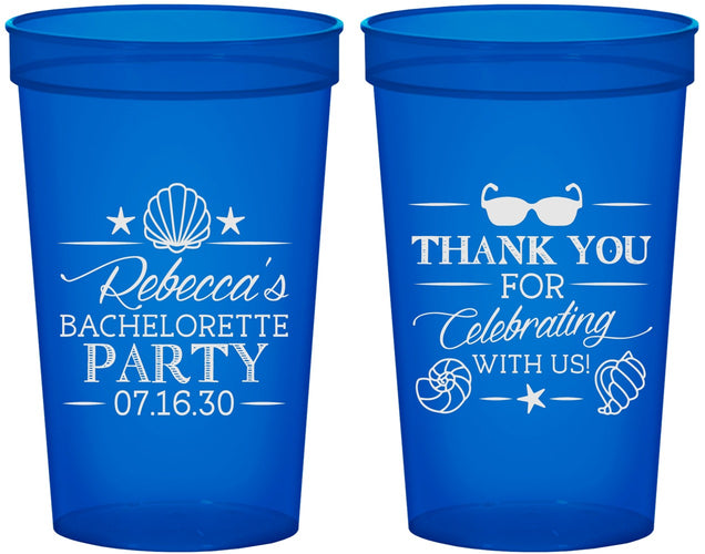 Custom Bachelorette 22 oz Translucent Cups - Beach | 60177