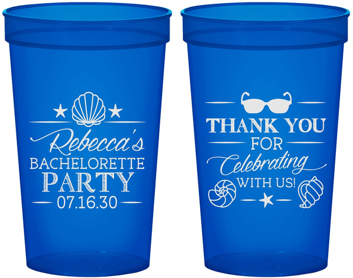 Custom Bachelorette 22 oz Translucent Cups - Beach | 60177