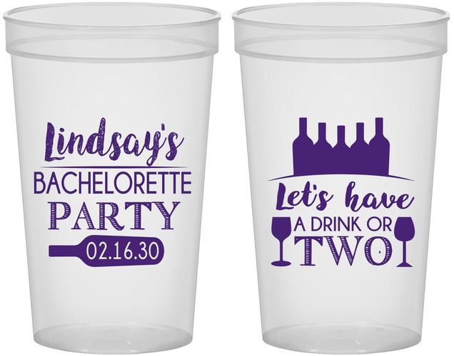 Custom Bachelorette 22 oz Translucent Cups - Wine Drink Or Two | 60178