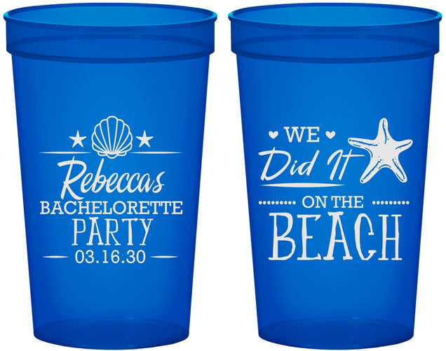 Custom Bachelorette 22 oz Translucent Cups - Beach | 60183