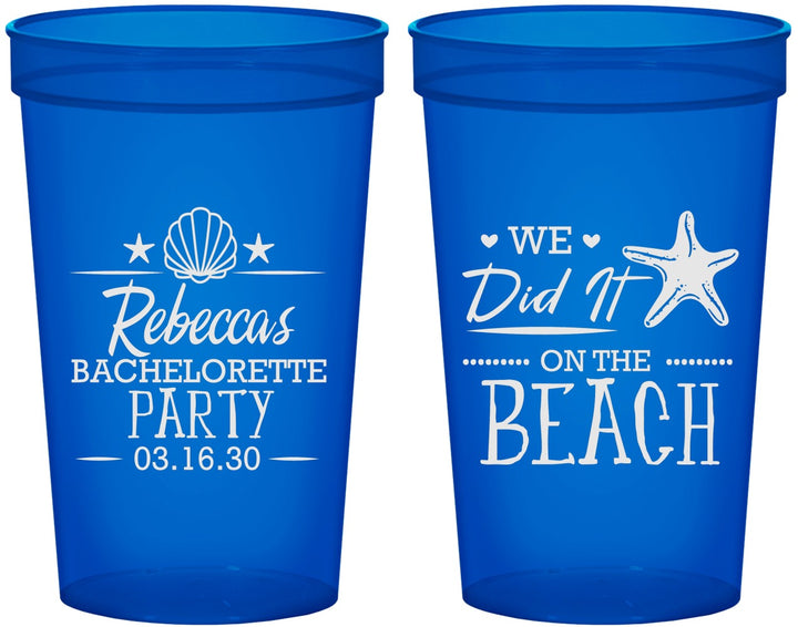 Custom Bachelorette 22 oz Translucent Cups - Beach | 60183