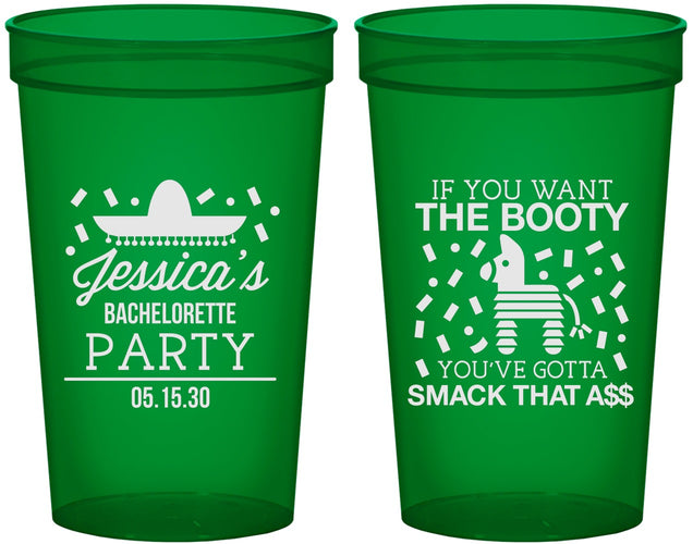 Custom Bachelorette 22 oz Translucent Cups - Smack That Ass | 60192