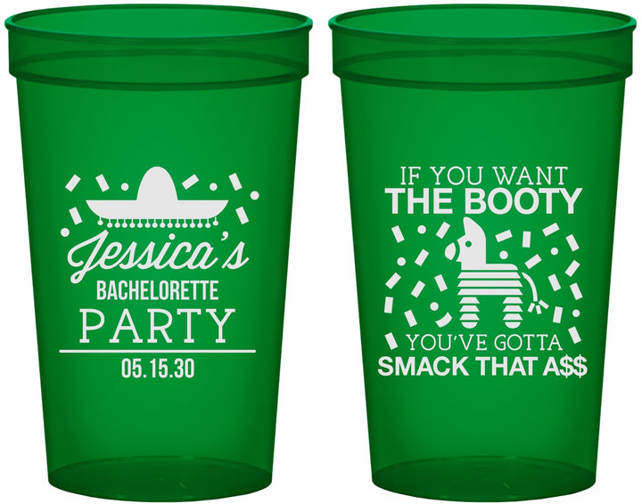 Custom Bachelorette 22 oz Translucent Cups - Smack That Ass | 60192